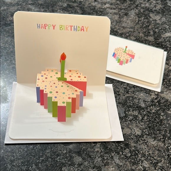 2 Colorful Birthday Pop-Up Cards Set of 2 Pop Up Heart Shaped Cake Card NWT - Picture 1 of 9